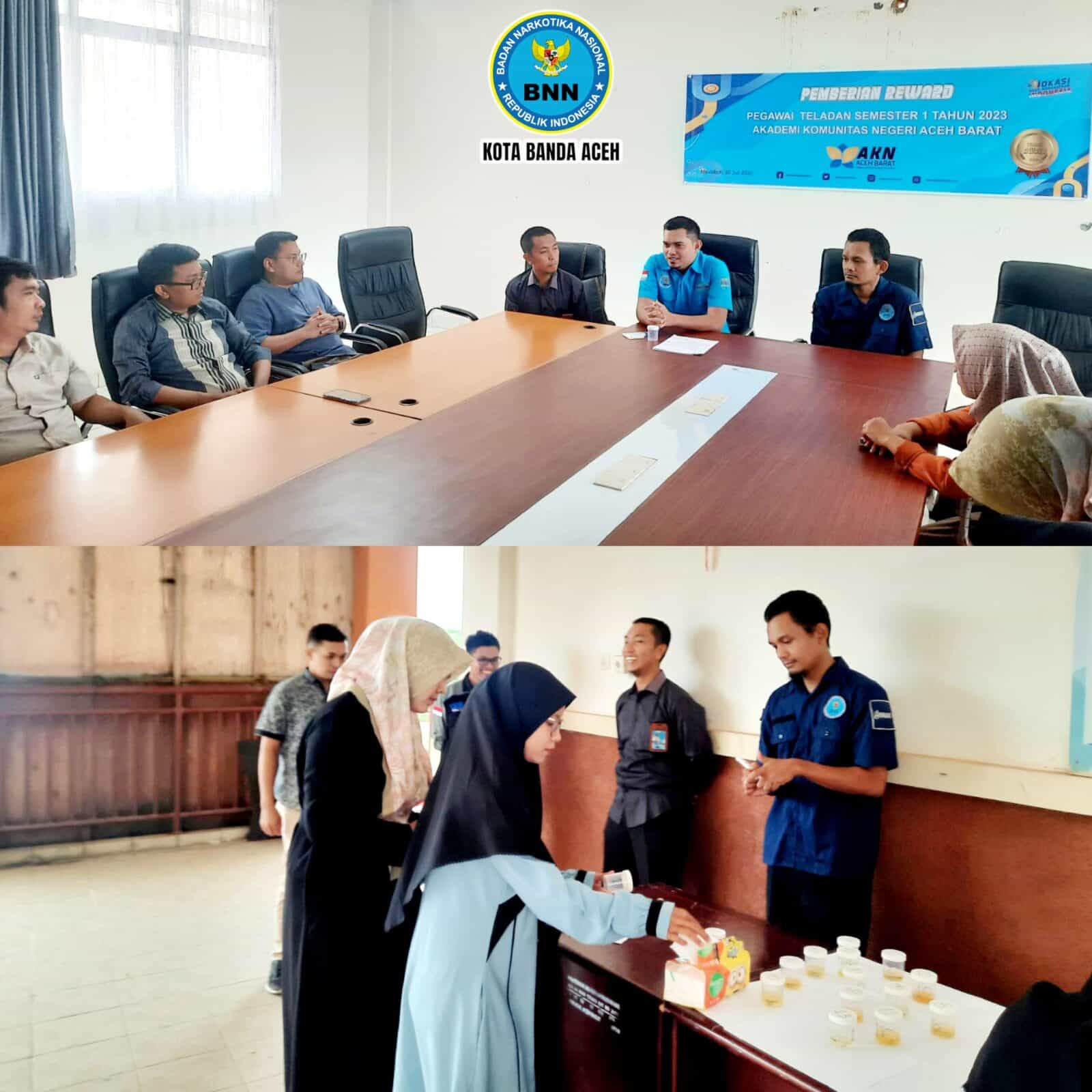 Sosialisasi Bahaya Penyalahgunaan Narkoba dan Deteksi Dini Melalui Tes Urine Kepada ASN dan Non ASN Akademi Komunitas Negeri (AKN) Aceh Barat Sosialisasi Bahaya Penyalahgunaan Narkoba dan Deteksi Dini Melalui Tes Urine Kepada ASN dan Non ASN Akademi Komunitas Negeri (AKN) Aceh Barat