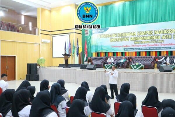 Sosialisasi Bahaya Penyalahgunaan Narkoba pada Kegiatan Pengenalan Kehidupan Kampus bagi Mahasiswa Baru (PKKMB) Universitas Muhammadiyah Aceh T.A 2023/2024