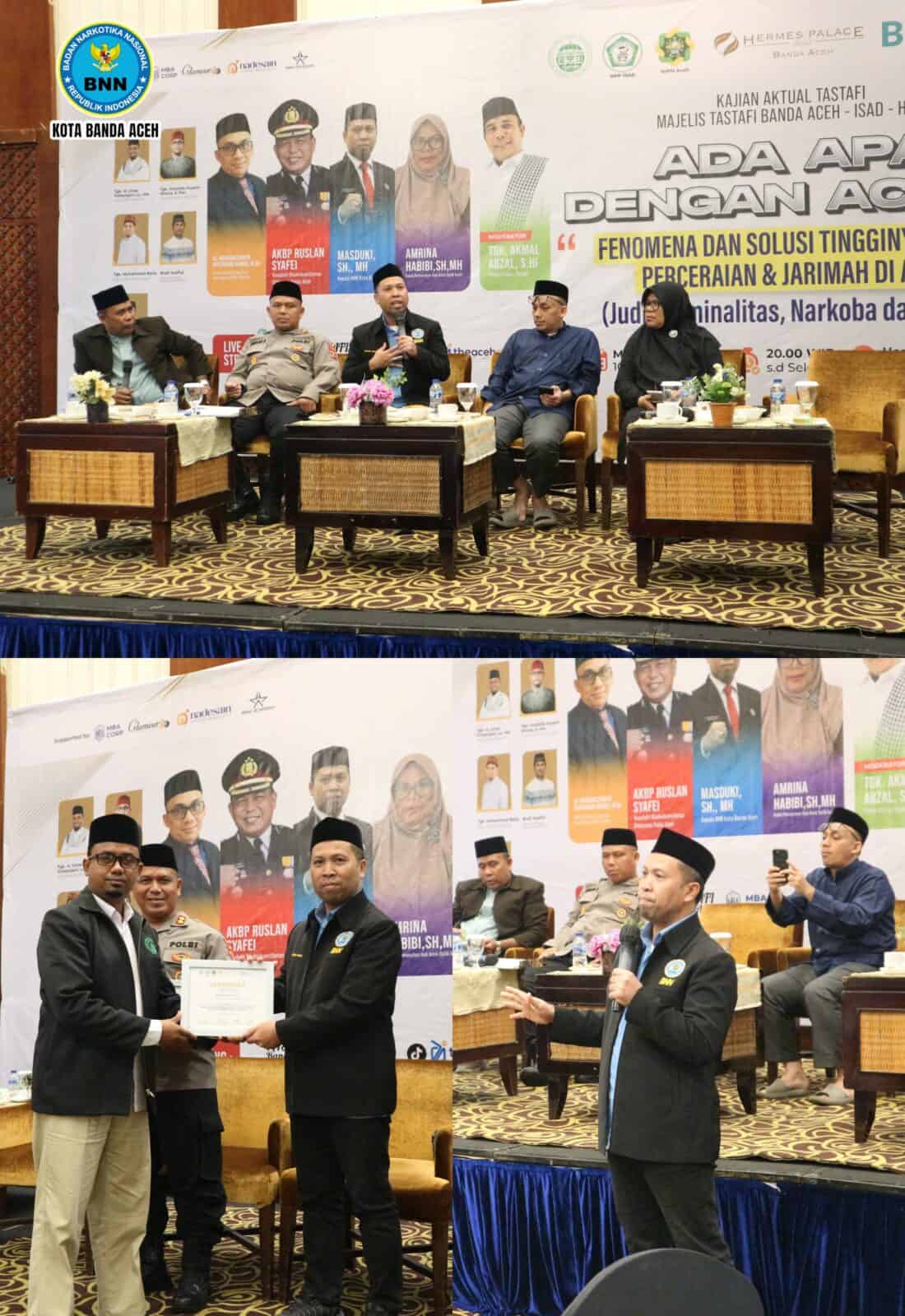 Kepala BNN Kota Banda Aceh Menjadi Narasumber dalam Kegiatan Kajian Aktual Tastafi dengan Tema "Fenomena dan Solusi Tingginya Angka Perceraian dan Jarimah di Aceh (Judi, Kriminalitas, Narkoba, dan LGBT)" Kepala BNN Kota Banda Aceh Menjadi Narasumber dalam Kegiatan Kajian Aktual Tastafi dengan Tema “Fenomena dan Solusi Tingginya Angka Perceraian dan Jarimah di Aceh (Judi, Kriminalitas, Narkoba, dan LGBT)”