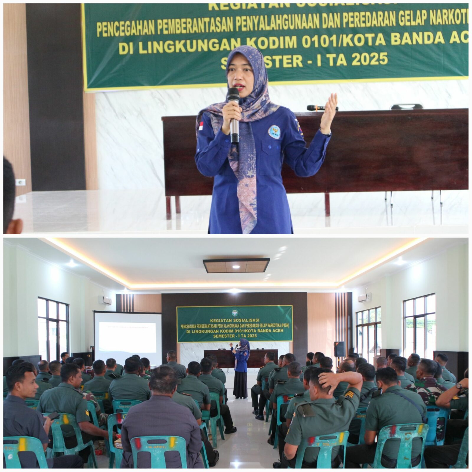 Sosialisasi Pencegahan dan Pemberantasan Penyalahgunaan dan Peredaran Gelap Narkotika (P4GN) di Makodim 0101/KBA